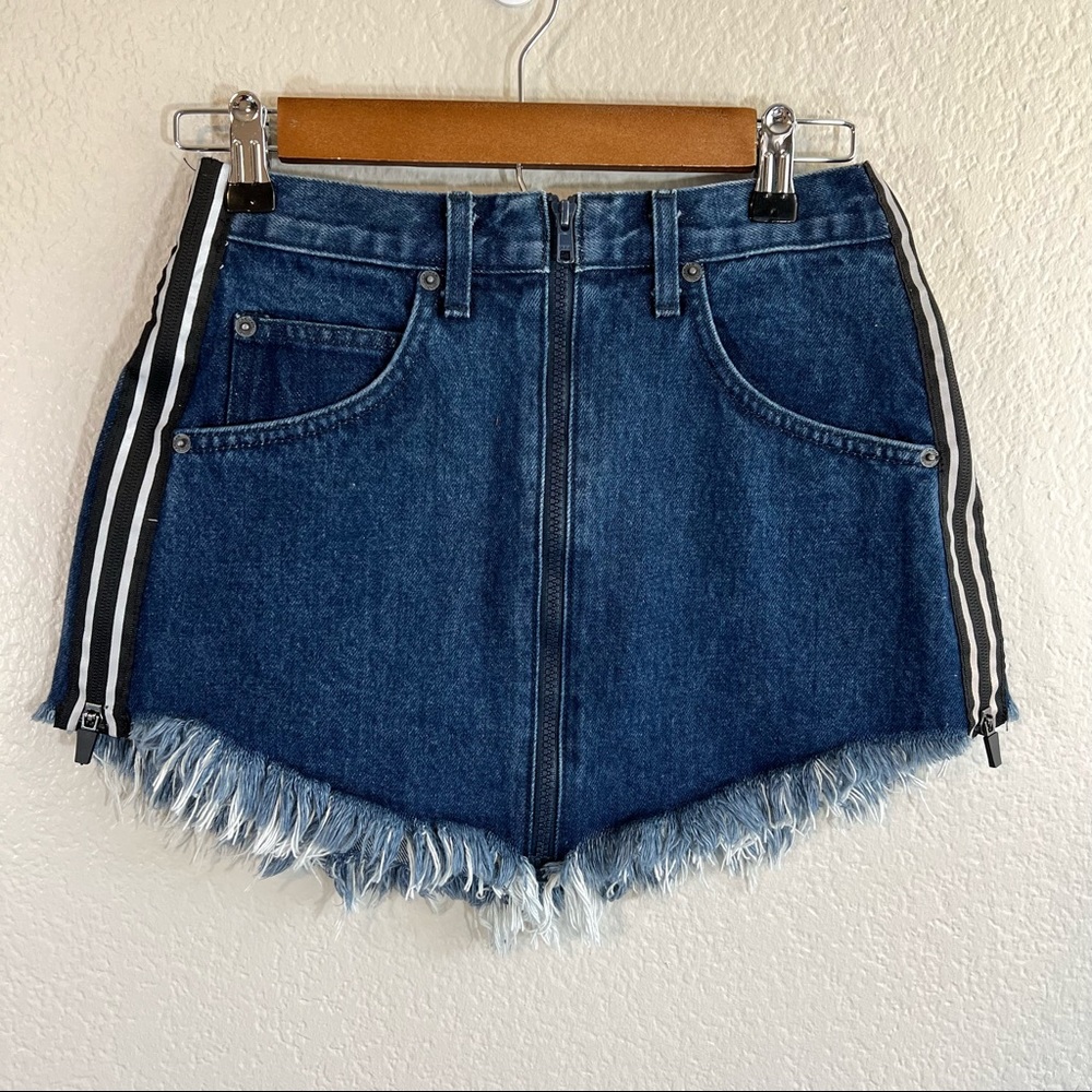 Carmar Beatrice blue denim zippered mini skirt